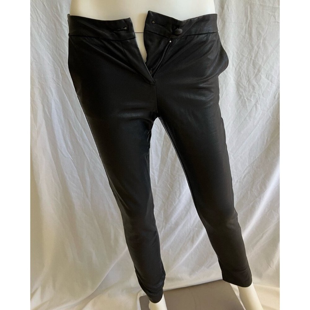 $875 NWT Emporio Armani Women's Capri Faux Black Leather Pants 38 US 2 XS
